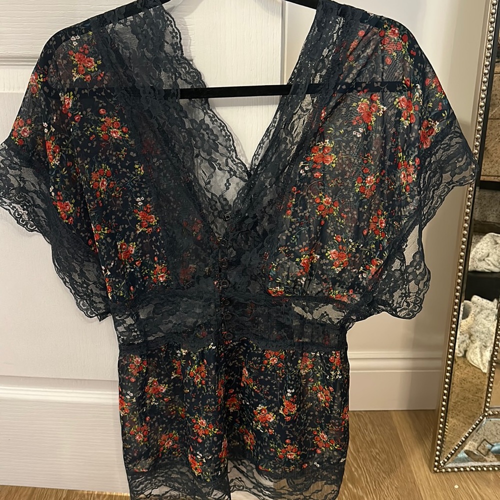 Sheer floral and lace top